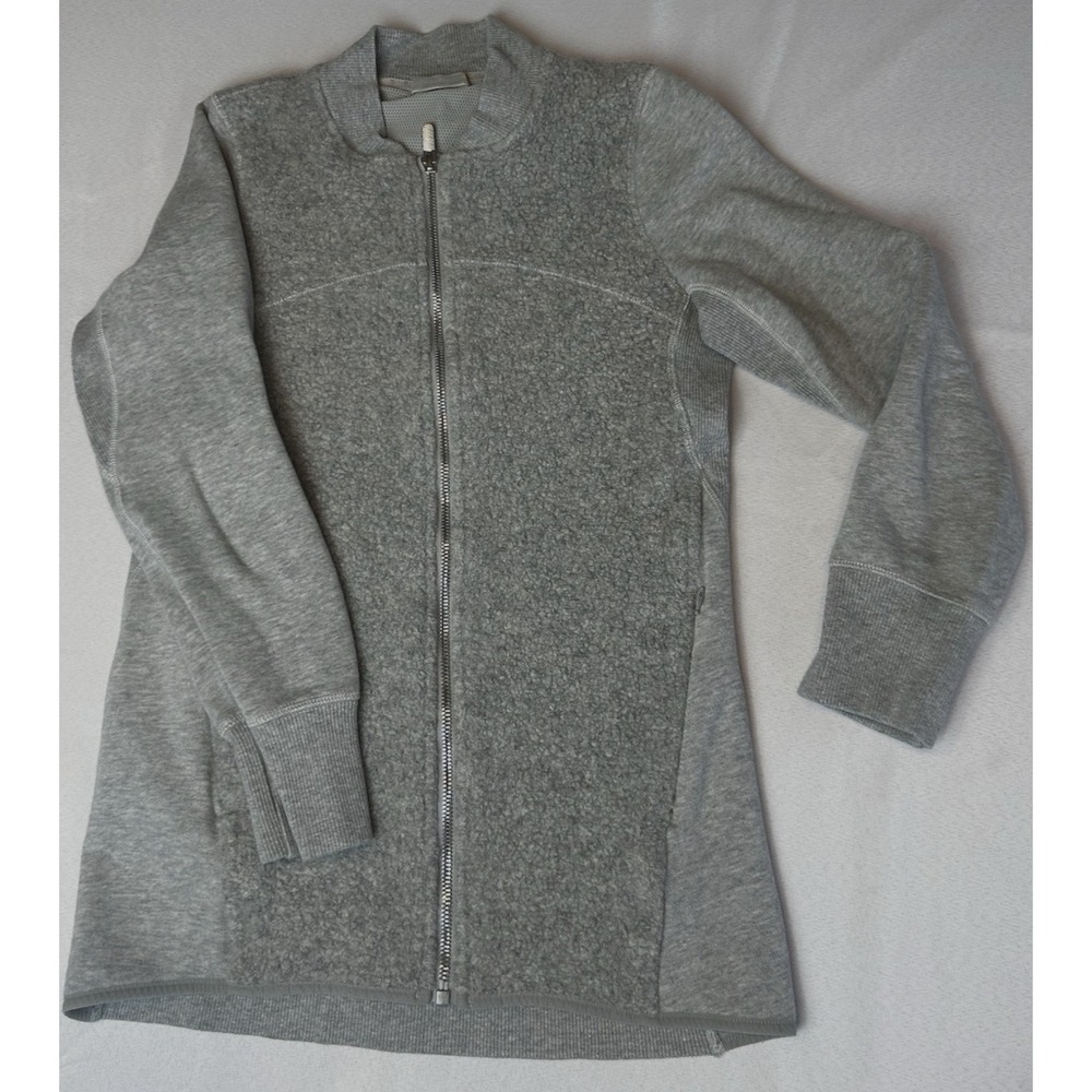 Lululemon Great Full Zip Jacket Cotton Fleece Sherpa Gray Grey‎ Size 4